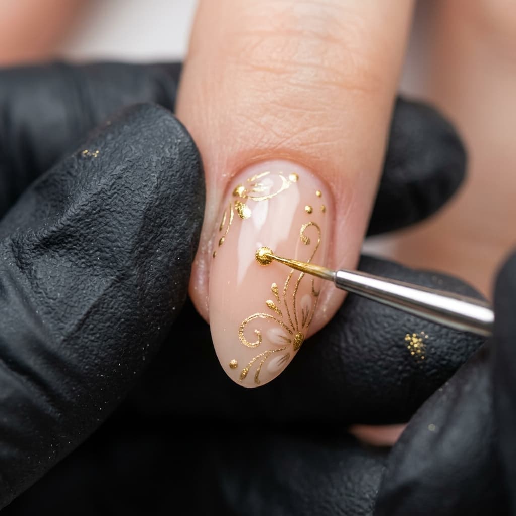 Custom nail art on a BIAB base